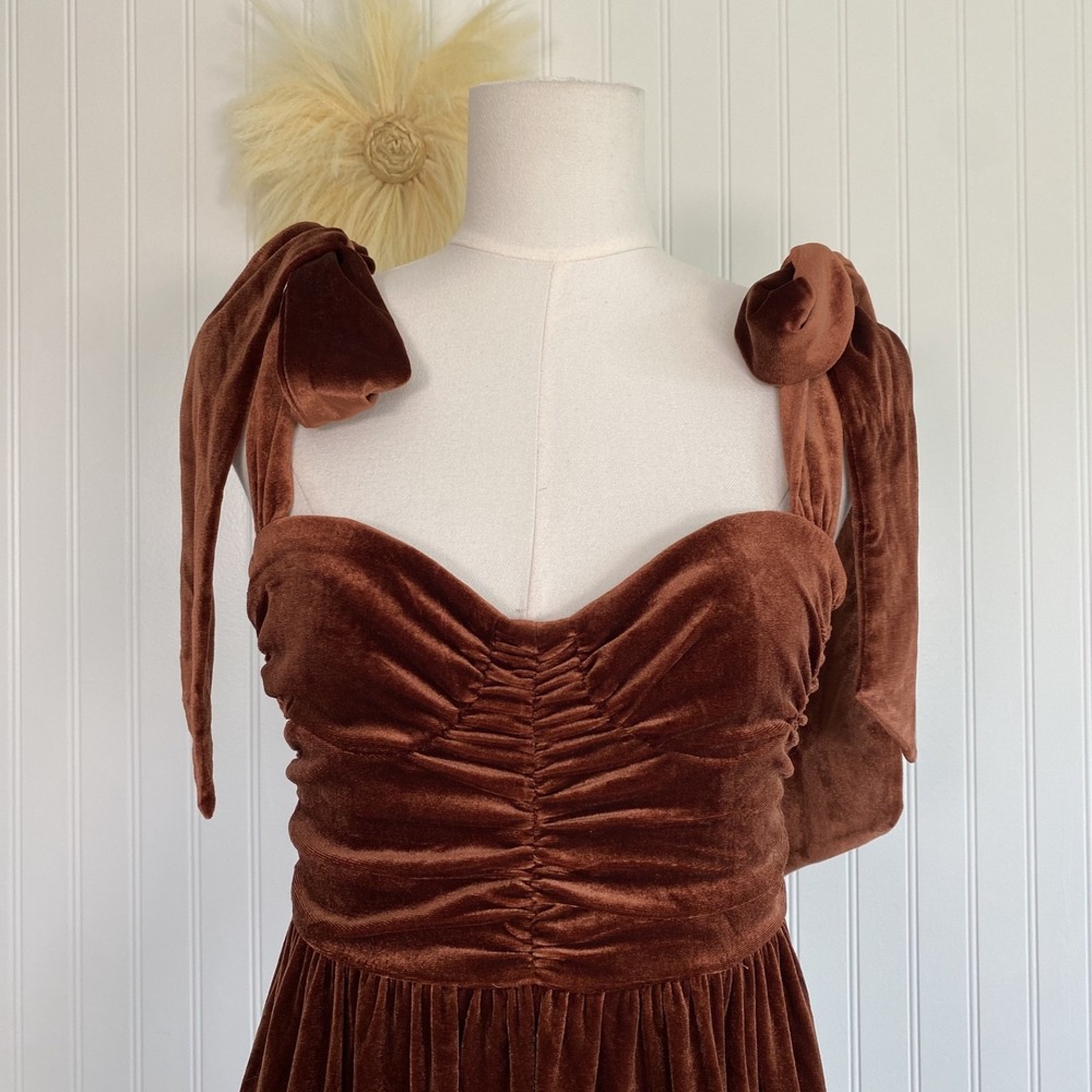 So Me Womens Velvet Regencycore Maxi Dress Size S Tiered Babydoll Boho Cottage - Picture 4 of 16